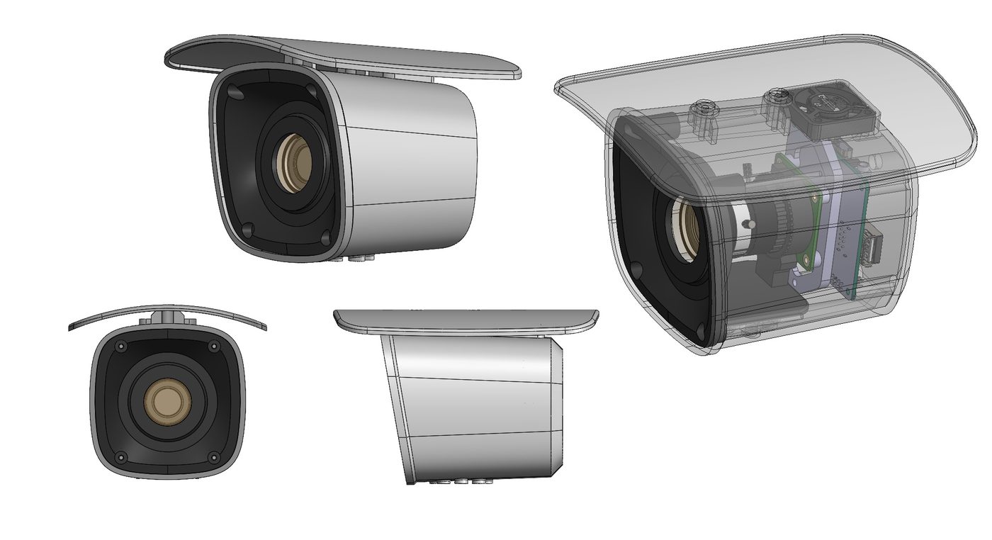 Smart bird deterrent system with camera unit overlooking a pool