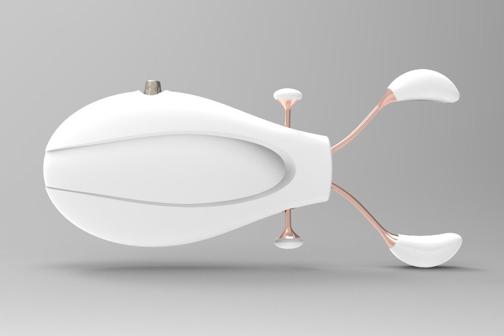 Design rendering in a white-and-copper finish